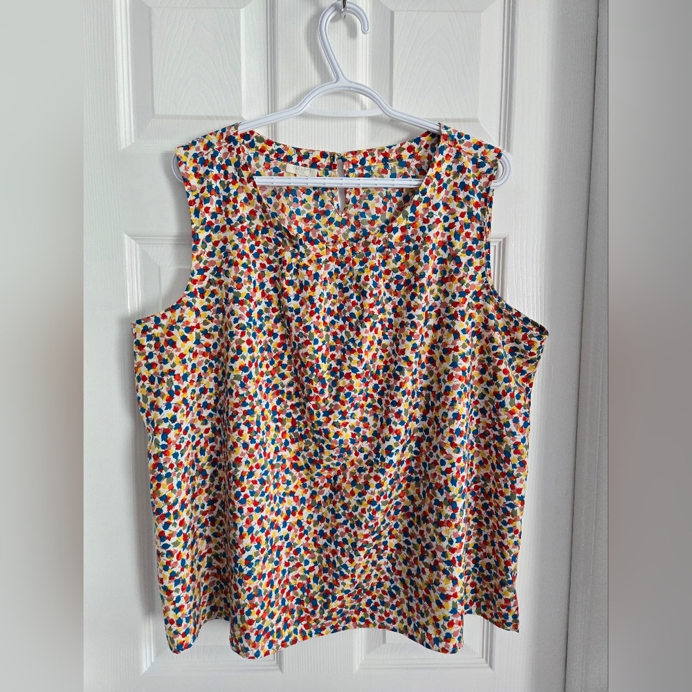 (XL) 🌈 Talbots multicolored leaf print sleeveless top